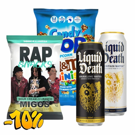 COMBO -10% Candy Pop + Rap Snacks + 2x Liquid Death