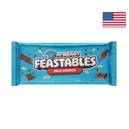 MrBeast Feastables New Milk Crunch Chocolate 60g